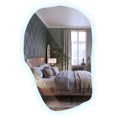 Tulup Miroir LED organique mural - Platine - Publicité Tulup Miroir LED organique mural - Platine - Publicité