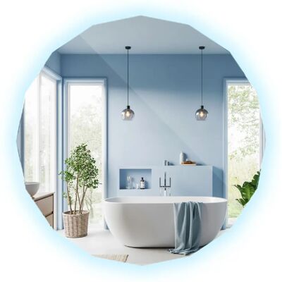 Tulup Miroir LED mural organique - Platine - Publicité Tulup Miroir LED mural organique - Platine - Publicité