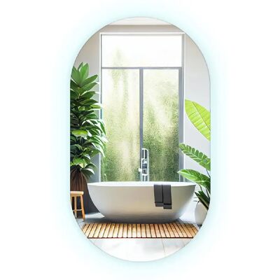 Tulup Miroir ovale mural LED - Platine - Publicité Tulup Miroir ovale mural LED - Platine - Publicité
