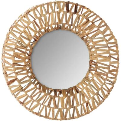 Pegane Miroir mural rond bohème - Beige - Publicité Pegane Miroir mural rond bohème - Beige - Publicité
