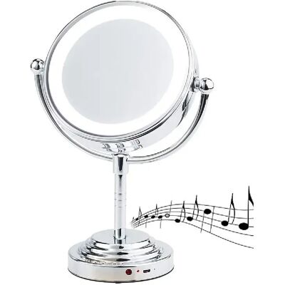 Sichler Miroir grossissant LED avec enceinte – Argent - Publicité Sichler Miroir grossissant LED avec enceinte – Argent - Publicité