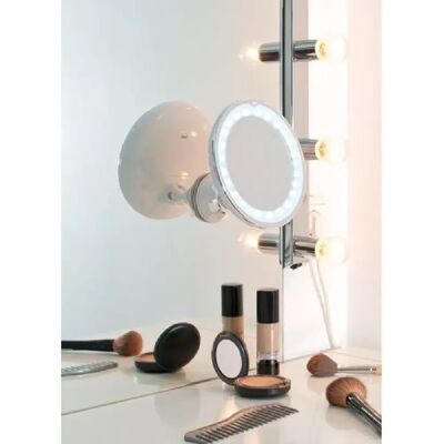 Sichler Miroir grossissant lumineux - Blanc chromé - Publicité Sichler Miroir grossissant lumineux - Blanc chromé - Publicité