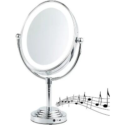 Sichler Miroir grossissant LED mural - Argent - Publicité Sichler Miroir grossissant LED mural - Argent - Publicité