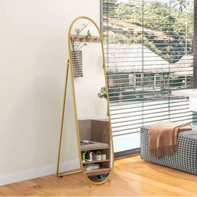 modfu Miroir sur pied ovale 160 x 40 cm, cadre métal, doré - Publicité modfu Miroir sur pied ovale 160 x 40 cm, cadre métal, doré - Publicité