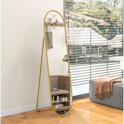 MIVRAY Miroir sur pied ovale 160 x 40 cm, cadre métal doré - Publicité MIVRAY Miroir sur pied ovale 160 x 40 cm, cadre métal doré - Publicité