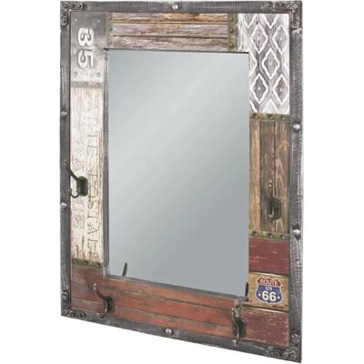 Pegane Porte-manteau mural avec miroir - Noir - Publicité Pegane Porte-manteau mural avec miroir - Noir - Publicité