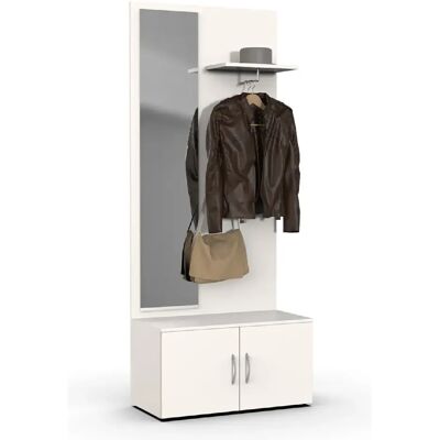 Pegane - Vestiaire mural - Blanc - 80 x 185 x 40 cm - Wall wardrobe - Publicité Pegane - Vestiaire mural - Blanc - 80 x 185 x 40 cm - Wall wardrobe - Publicité