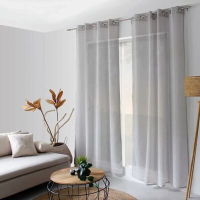 Enjoy Rideau Voilage Effet Lin Elena 140x240cm Gris - Publicité Enjoy Rideau Voilage Effet Lin Elena 140x240cm Gris - Publicité