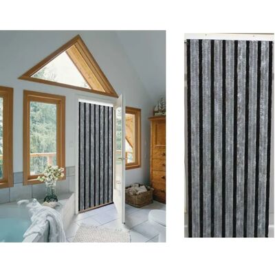 JARDIéco JARDIDECO Rideau de porte chenille Florence 90x220 cm - Gris Noir - Publicité JARDIéco JARDIDECO Rideau de porte chenille Florence 90x220 cm - Gris Noir - Publicité