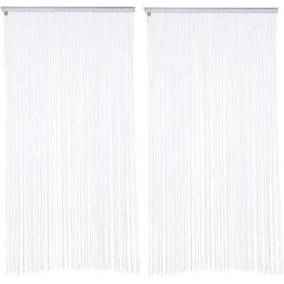 Toilinux Lot de 2 rideaux fils décoratifs - 90 x 200 cm - Blanc - Publicité Toilinux Lot de 2 rideaux fils décoratifs - 90 x 200 cm - Blanc - Publicité