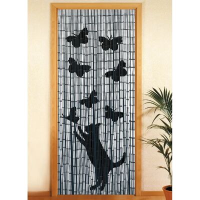Wenko Rideau de porte en bambou à motifs chat et papillon - 90 x 200 cm - Gris - Publicité Wenko Rideau de porte en bambou à motifs chat et papillon - 90 x 200 cm - Gris - Publicité