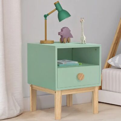 Idmarket Table de chevet enfant JACOB 1 tiroir + 1 niche vert d'eau et bois - Publicité Idmarket Table de chevet enfant JACOB 1 tiroir + 1 niche vert d'eau et bois - Publicité