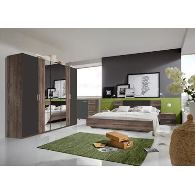 Pegane Chambre adulte chêne chataigne/graphite - Publicité Pegane Chambre adulte chêne chataigne/graphite - Publicité