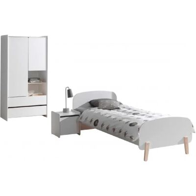 Ensemble lit Vipack KIDDY - Blanc - 90x200 - Design Scandinave - Publicité Ensemble lit Vipack KIDDY - Blanc - 90x200 - Design Scandinave - Publicité