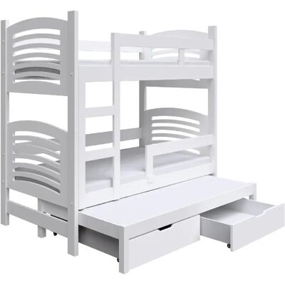 SELSEY - Lit superposé 3 couchages Cami - 75x180 cm - Blanc - Publicité SELSEY - Lit superposé 3 couchages Cami - 75x180 cm - Blanc - Publicité