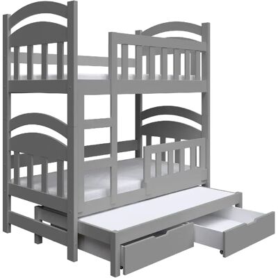 SELSEY - Lit superposé 3 couchages Dopio - 75x180 cm - Gris - Publicité SELSEY - Lit superposé 3 couchages Dopio - 75x180 cm - Gris - Publicité