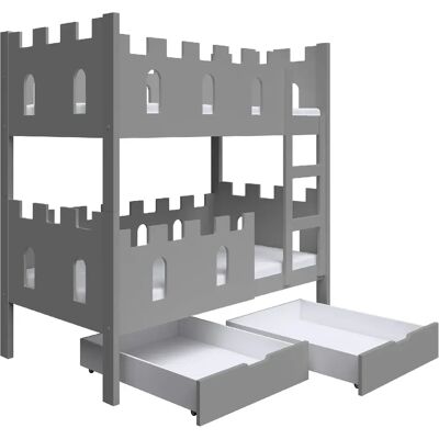 SELSEY - Lit superposé Castelo - 75x180 cm - Gris - Publicité SELSEY - Lit superposé Castelo - 75x180 cm - Gris - Publicité