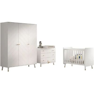 Ensemble chambre bébé VIPACK - Satin blanc 60x120cm - Sans matelas - Publicité Ensemble chambre bébé VIPACK - Satin blanc 60x120cm - Sans matelas - Publicité