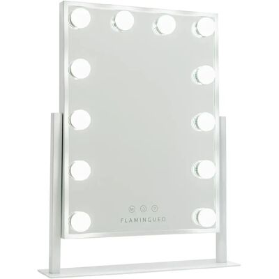 Flamingueo Miroir de maquillage 12 led métal 36,5x47,5x7,5cm blanc - Publicité Flamingueo Miroir de maquillage 12 led métal 36,5x47,5x7,5cm blanc - Publicité