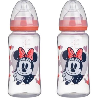Set de 2 Biberons Disney Baby Minnie Collector 360 ml Tétine en Silicone - Publicité Set de 2 Biberons Disney Baby Minnie Collector 360 ml Tétine en Silicone - Publicité