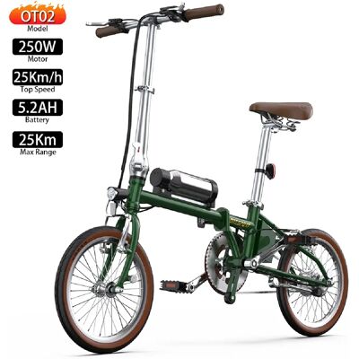 Vélo électrique Pliable Onesport OT02 250W Moteur Vert - Publicité Vélo électrique Pliable Onesport OT02 250W Moteur Vert - Publicité