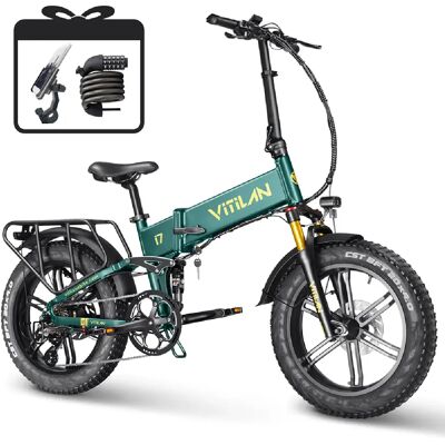 Vélo électrique Vitilan i7 Pro 20" 48V 20AH Vert - Publicité Vélo électrique Vitilan i7 Pro 20" 48V 20AH Vert - Publicité