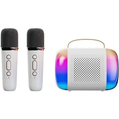 Yonis Microphone Bluetooth Portable Karaoké LED - Blanc - Publicité Yonis Microphone Bluetooth Portable Karaoké LED - Blanc - Publicité