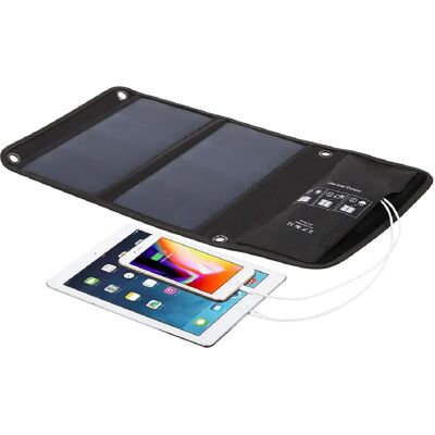 Chargeur Dual USB Appareils Panneau Solaire Portable Pliable 14W Étanche Noir YONIS - Publicité Chargeur Dual USB Appareils Panneau Solaire Portable Pliable 14W Étanche Noir YONIS - Publicité