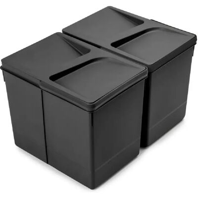 Emuca Recycle - Kit tri sélectif tiroir cuisine - 2 x 15 L - Noir - Publicité Emuca Recycle - Kit tri sélectif tiroir cuisine - 2 x 15 L - Noir - Publicité