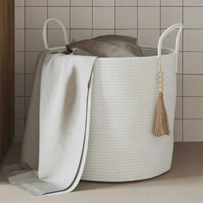vidaXL Panier de rangement blanc coton - Publicité vidaXL Panier de rangement blanc coton - Publicité