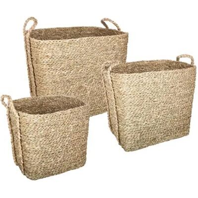 Pegane Lot de 3 paniers de rangement en osier - Naturel - Publicité Pegane Lot de 3 paniers de rangement en osier - Naturel - Publicité