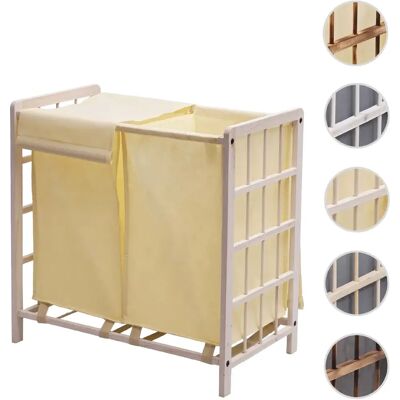 Nova Mendler - Panier à linge en pin avec 2 paniers en tissu - Blanc, Ivoire - Panier à linge - Publicité Nova Mendler - Panier à linge en pin avec 2 paniers en tissu - Blanc, Ivoire - Panier à linge - Publicité