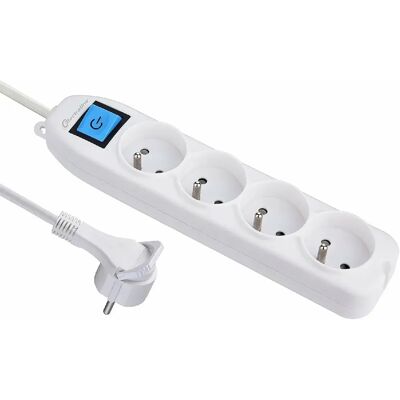 Electraline 32041 Multiprise - 4 prises avec interrupteur, câble 1,5 m - Blanc - Publicité Electraline 32041 Multiprise - 4 prises avec interrupteur, câble 1,5 m - Blanc - Publicité