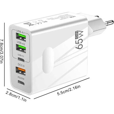 Visiodirect Chargeur multiprises 65W Blanc - Publicité Visiodirect Chargeur multiprises 65W Blanc - Publicité