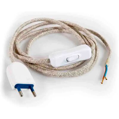 Câble d'alimentation EDM 2 m Blanc Interrupteur lumière - Power Cord - Publicité Câble d'alimentation EDM 2 m Blanc Interrupteur lumière - Power Cord - Publicité