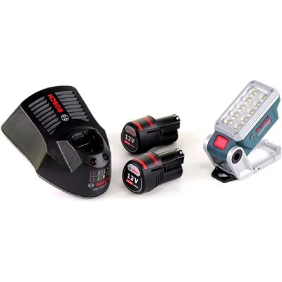 Lampe sans fil GLI 12V-330 DeciLED Bosch + 2 batteries 3,0 Ah + chargeur - Publicité Lampe sans fil GLI 12V-330 DeciLED Bosch + 2 batteries 3,0 Ah + chargeur - Publicité