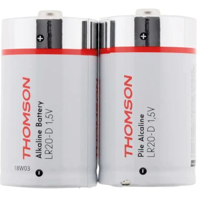 Pack 2 piles alcalines LR20 D 1,5V - Thomson - Publicité Pack 2 piles alcalines LR20 D 1,5V - Thomson - Publicité
