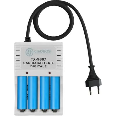 Avizar Chargeur de Piles Numérique AA et AAA 4 Canaux Prise 220V AC 130mA Gris - Publicité Avizar Chargeur de Piles Numérique AA et AAA 4 Canaux Prise 220V AC 130mA Gris - Publicité