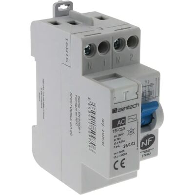 Zenitech Interrupteur différentiel 25/2 - 25 A - Publicité Zenitech Interrupteur différentiel 25/2 - 25 A - Publicité