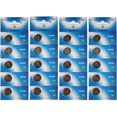 Visiodirect piles bouton CR1620 lithium - Pack de 20 - Publicité Visiodirect piles bouton CR1620 lithium - Pack de 20 - Publicité