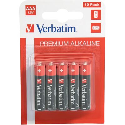 Verbatim piles AAA alcalines - Lot de 10 - Publicité Verbatim piles AAA alcalines - Lot de 10 - Publicité