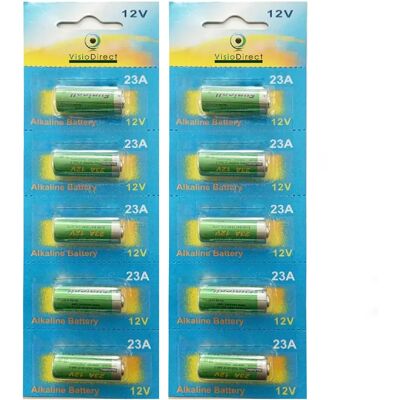 Visiodirect Piles alcalines A23 12V - Lot de 10 - Publicité Visiodirect Piles alcalines A23 12V - Lot de 10 - Publicité