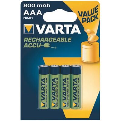 Varta 56613101404 Batterie Rechargeable - AA, 800mAh, Bleu/Vert - Publicité Varta 56613101404 Batterie Rechargeable - AA, 800mAh, Bleu/Vert - Publicité