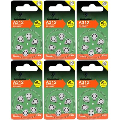 Visiodirect Piles bouton Zinc-Air A312 - Lot de 36 - Publicité Visiodirect Piles bouton Zinc-Air A312 - Lot de 36 - Publicité