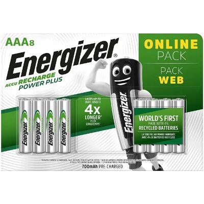 Energizer - Recharge Power Plus - AAA - 8 Paquets - Batterie - Publicité Energizer - Recharge Power Plus - AAA - 8 Paquets - Batterie - Publicité