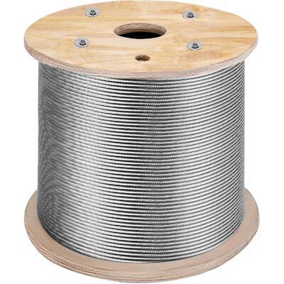VEVOR Cable Metallique, Longueur 150 m, Cable en Acier T316, Cordes de Remorquage en Acier Inoxydable 316, Diametre 3,2 mm, pour Camion a Remorque a Plat 500 pi 1/8 pouces 1x19 - Publicité VEVOR Cable Metallique, Longueur 150 m, Cable en Acier T316, Cordes de Remorquage en Acier Inoxydable 316, Diametre 3,2 mm, pour Camion a Remorque a Plat 500 pi 1/8 pouces 1x19 - Publicité