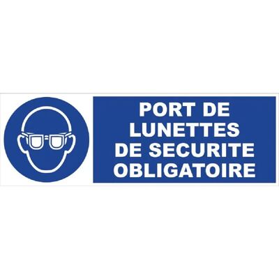 Novap Panneau d'obligation 450x150 mm 4030609 - Port de lunettes de sécurité - Publicité Novap Panneau d'obligation 450x150 mm 4030609 - Port de lunettes de sécurité - Publicité