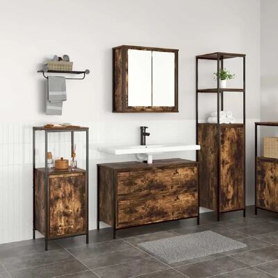 Ensemble de Meubles de Salle de Bain vidaXL - Chêne Fumé - 3 Pièces - Publicité Ensemble de Meubles de Salle de Bain vidaXL - Chêne Fumé - 3 Pièces - Publicité