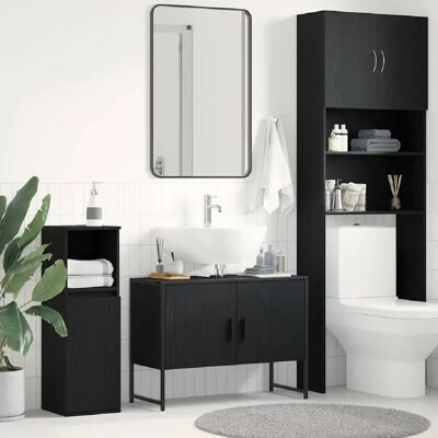 Armoire de salle de bain en chêne noir Vidaxl 80x33x60 cm - Publicité Armoire de salle de bain en chêne noir Vidaxl 80x33x60 cm - Publicité