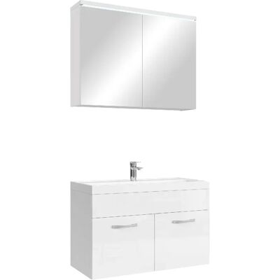 Ensemble Salle de Bain Paso 02 - Mobilier de Salle de Bain Blanc Brillant - Publicité Ensemble Salle de Bain Paso 02 - Mobilier de Salle de Bain Blanc Brillant - Publicité